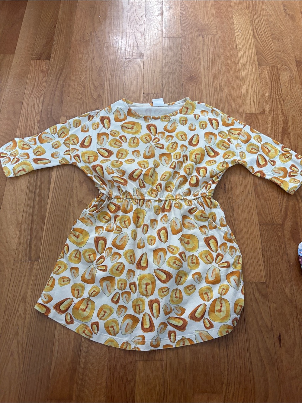 Girls' Yellow Print Cotton Dress